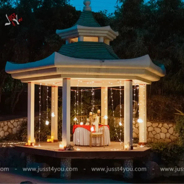 Gazebo Dining by Waterfall