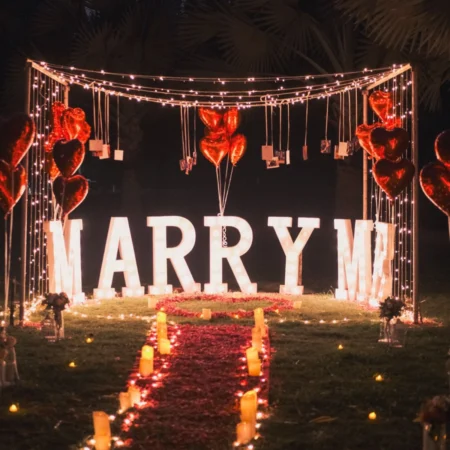 Romantic Proposal Candlelight with Big MARRY ME LEDs