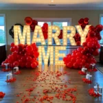 Marry Me LED Marquee Proposal Setup