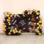 Midnight Gold New Year Balloon Arch Setup