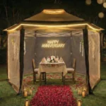 Luxury Romantic Gazebo Dinner Setup Around Aravali Hills