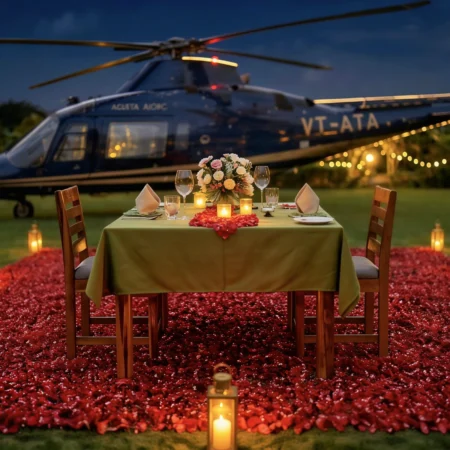 Luxury Helicopter Backdrop Candlelight Dinner Experience