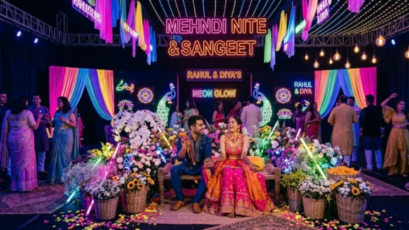 Neon Glow Mehndi Décor — For the After-Dark Mehndi Function