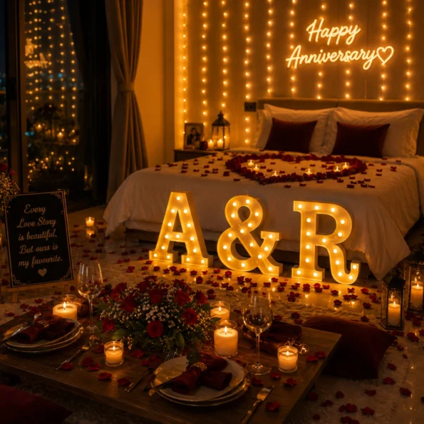 Happy Anniversary Personalised Name or Initial Lights