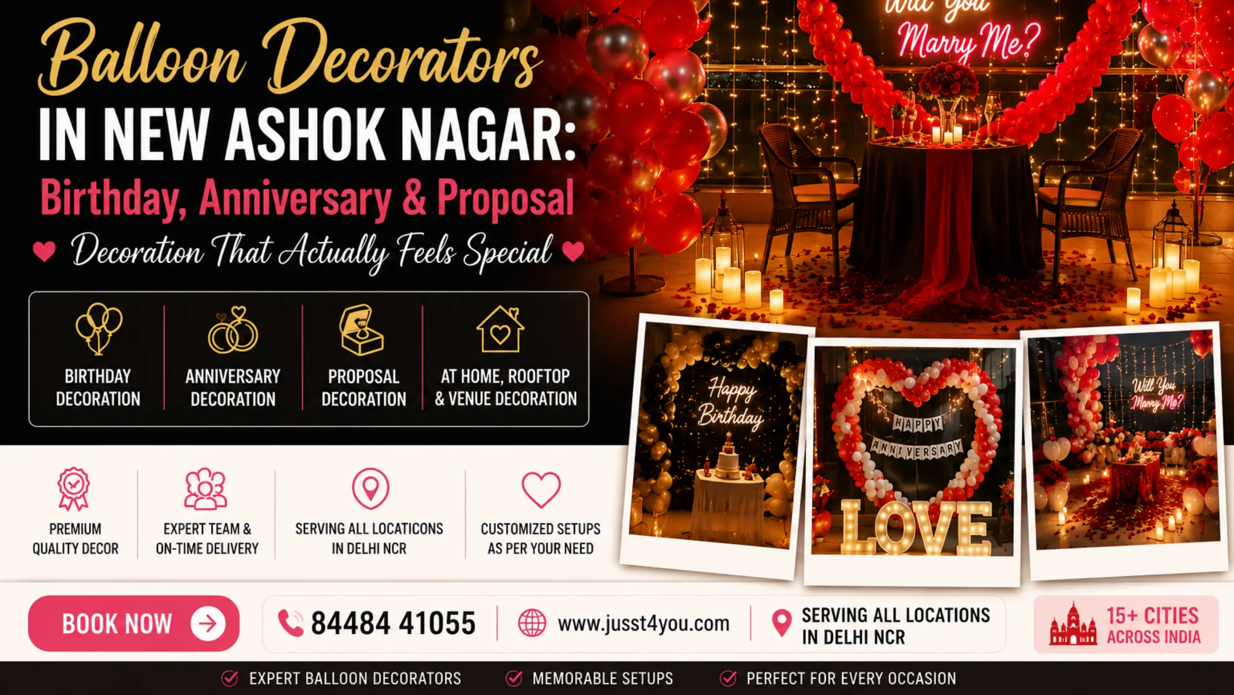 Balloon Decorators in New Ashok Nagar: Birthday, Anniversary & Proposal Decoration That Actually Feels Special