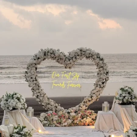 Luxury Beachside Cabana with White Heart Setup