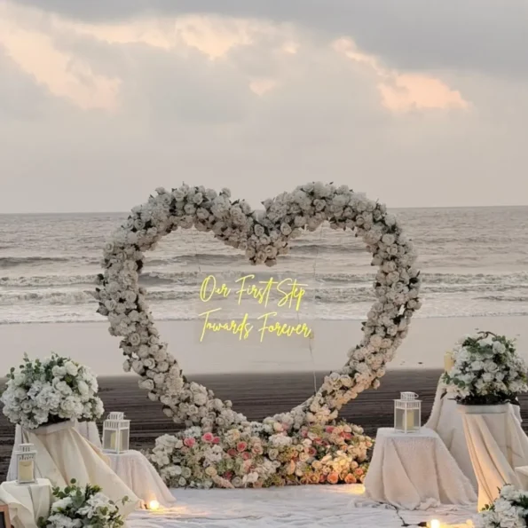 Luxury Beachside Cabana with White Heart Setup